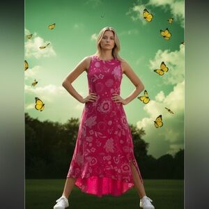 Fresh Produce Pink Floral High Low Dress